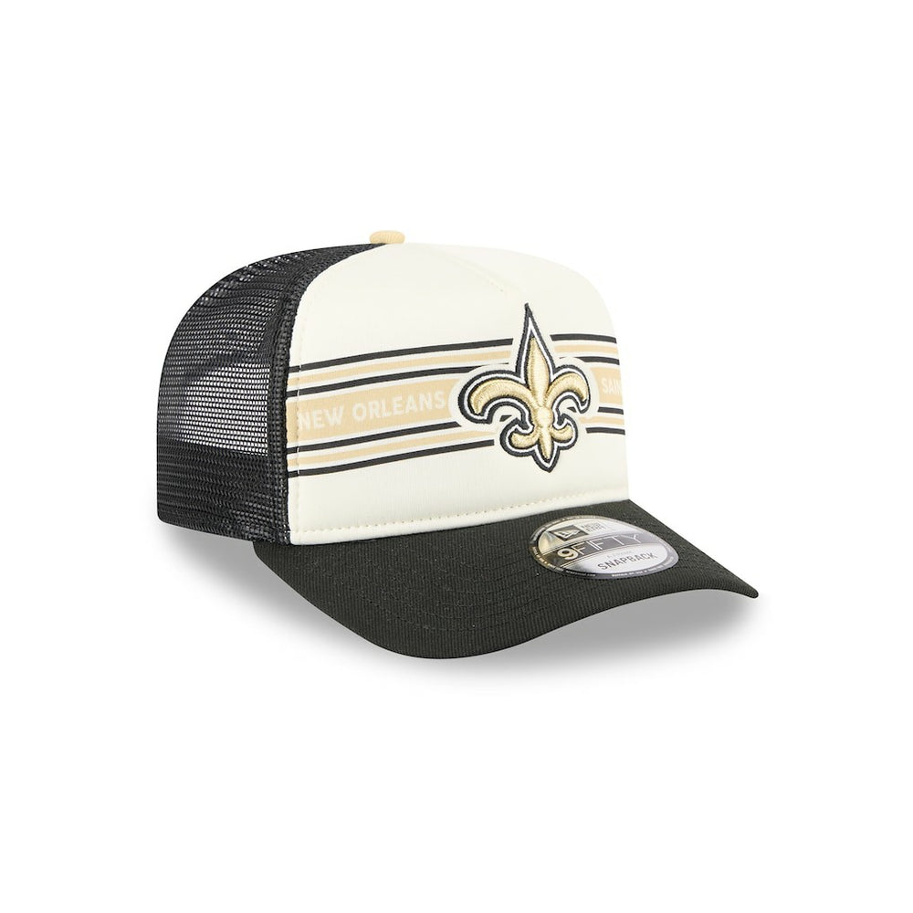 New Orleans Saints New Era Banner A-Frame 9FIFTY Trucker Snapback Hat Cream/Black - NFL