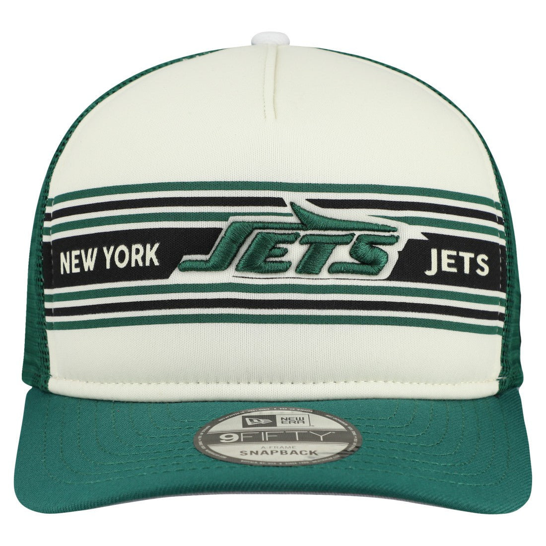 New York Jets New Era Banner A-Frame 9FIFTY Snapback Hat Cream/Green - NFL