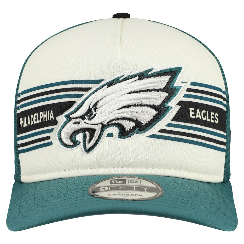 Philadelphia Eagles New Era Banner A-Frame 9FIFTY Snapback Hat Cream/Midnight Green - NFL