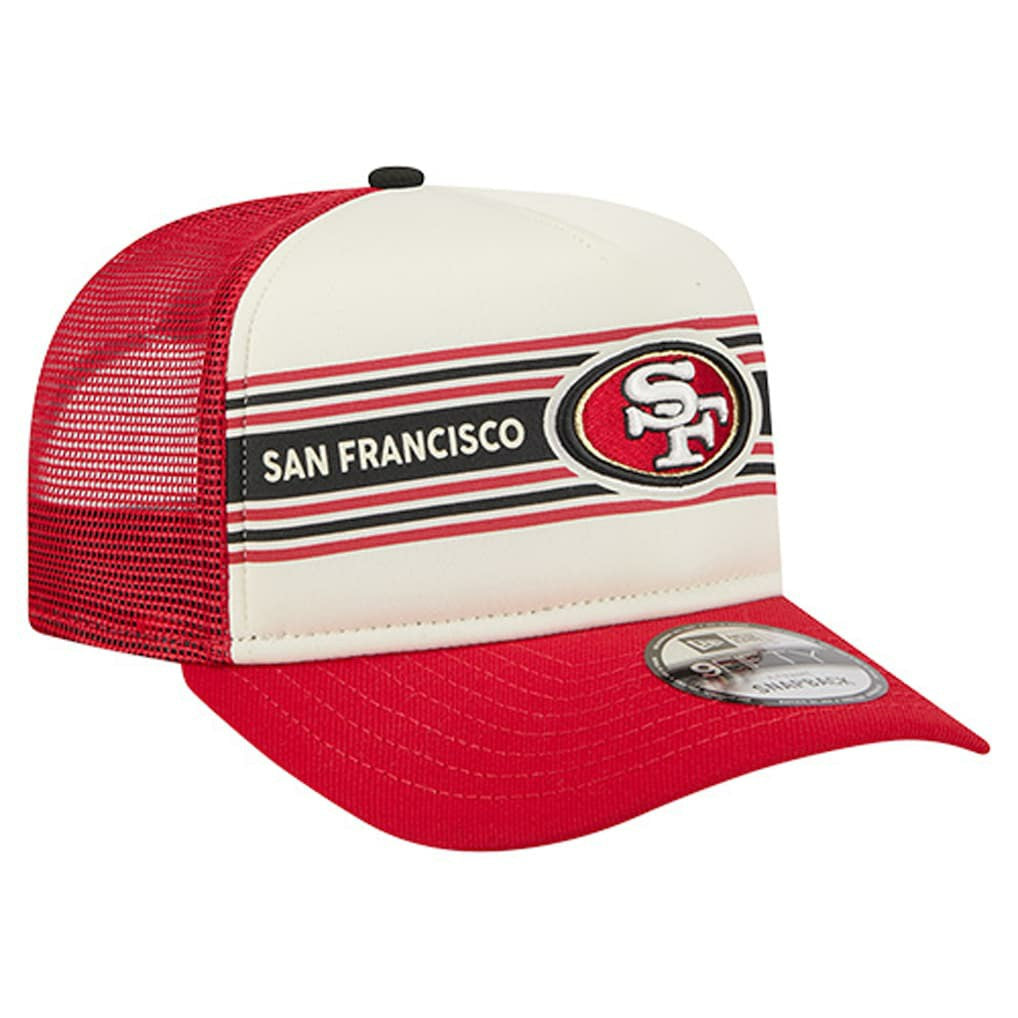 San Francisco 49ers New Era Banner A-Frame 9FIFTY Trucker Snapback Hat Cream/Scarlet - NFL