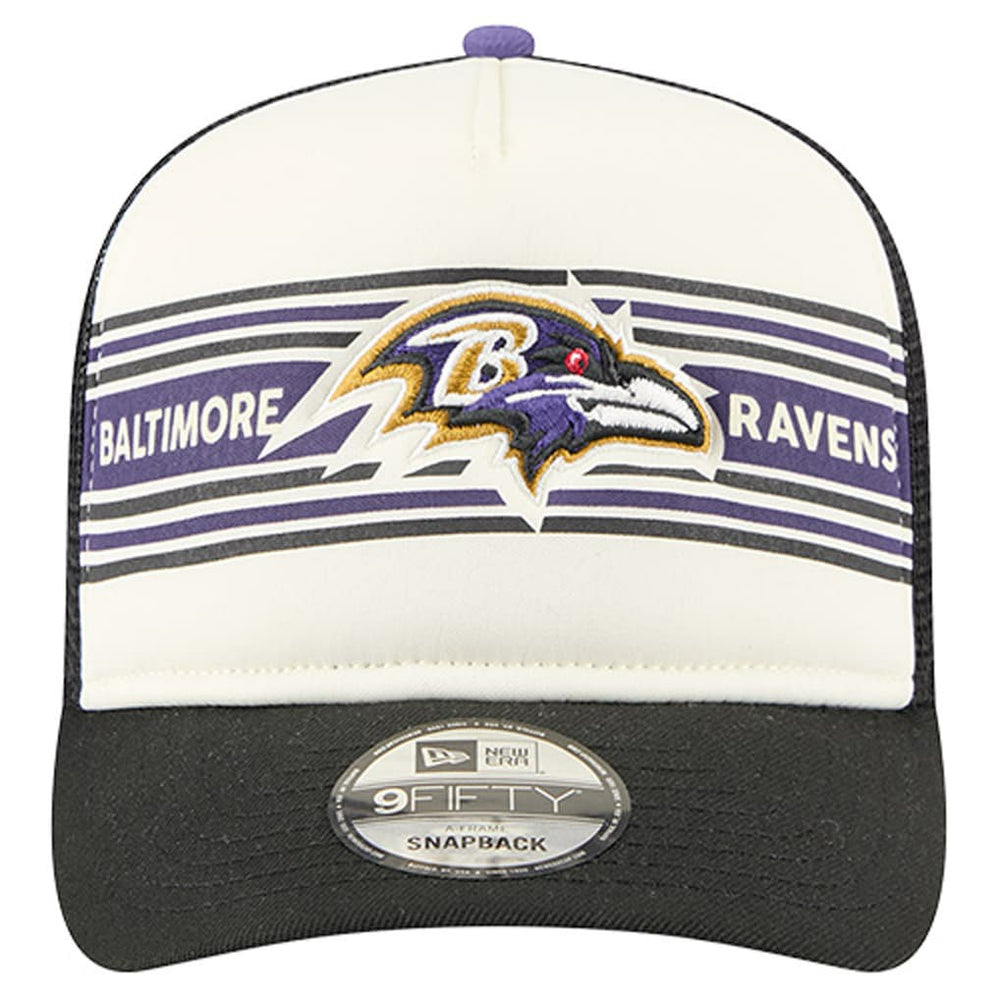 Baltimore Ravens New Era Banner A-Frame 9FIFTY Trucker Snapback Hat Cream/Black - NFL