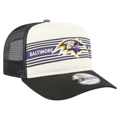 Baltimore Ravens New Era Banner A-Frame 9FIFTY Trucker Snapback Hat Cream/Black - NFL