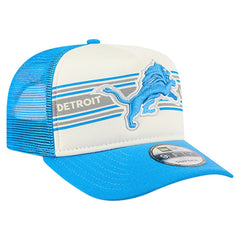Detroit Lions New Era Banner A-Frame 9FIFTY Trucker Snapback Hat Cream/Blue - NFL