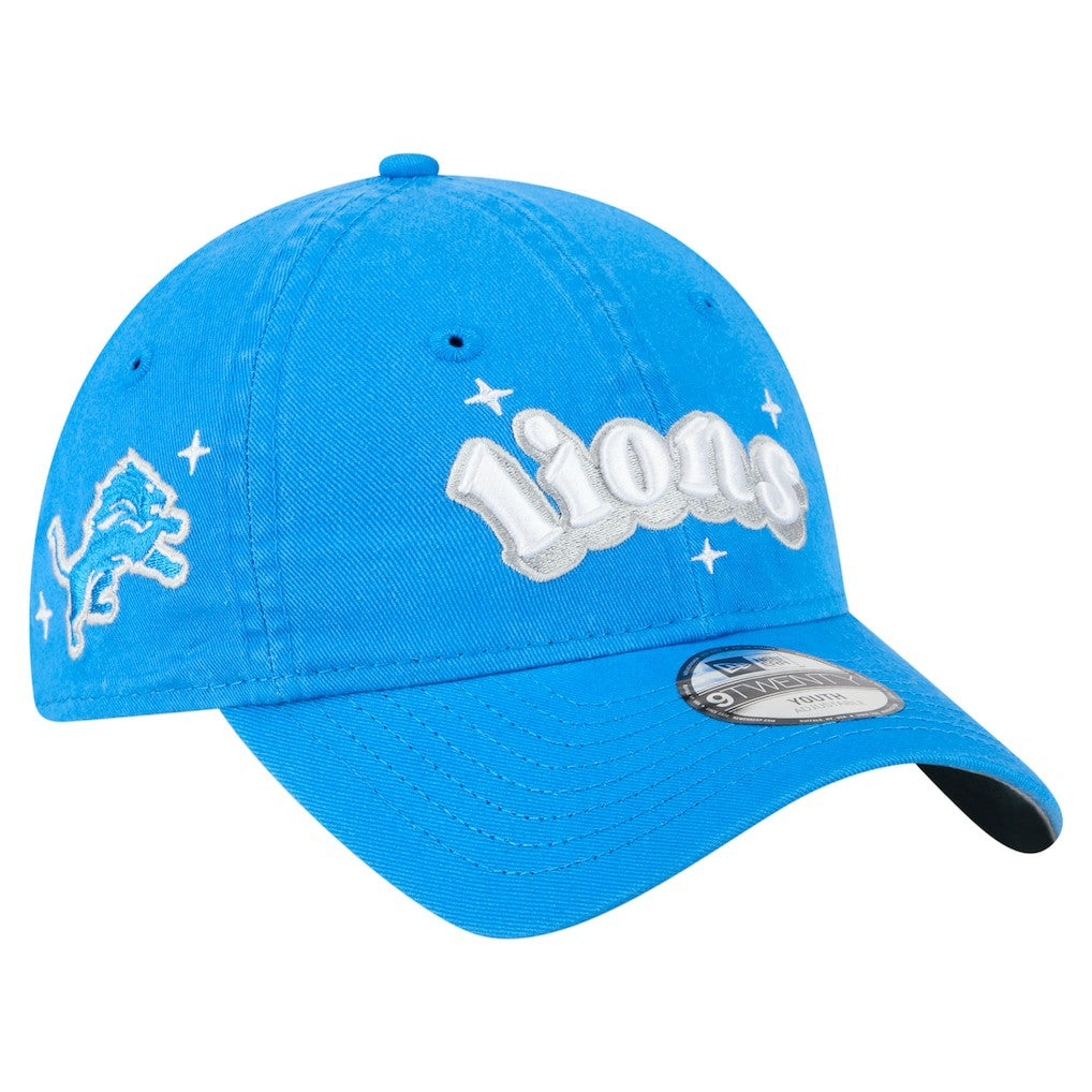 Detroit Lions New Era Girls Youth Cheer 9TWENTY Adjustable Hat Blue - NFL