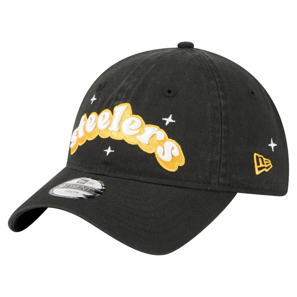 Pittsburgh Steelers New Era Girls Youth Cheer 9TWENTY Adjustable Hat Black - NFL