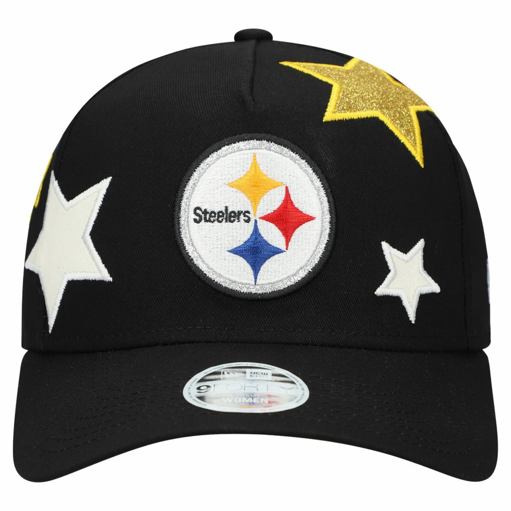 Pittsburgh Steelers New Era Women's Stardom A-Frame 9FORTY Adjustable Hat Black - NFL
