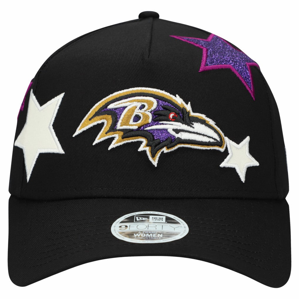 Baltimore Ravens New Era Women's Stardom A-Frame 9FORTY Adjustable Hat Black - NFL