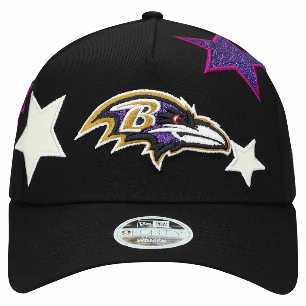 Baltimore Ravens New Era Women's Stardom A-Frame 9FORTY Adjustable Hat Black - NFL