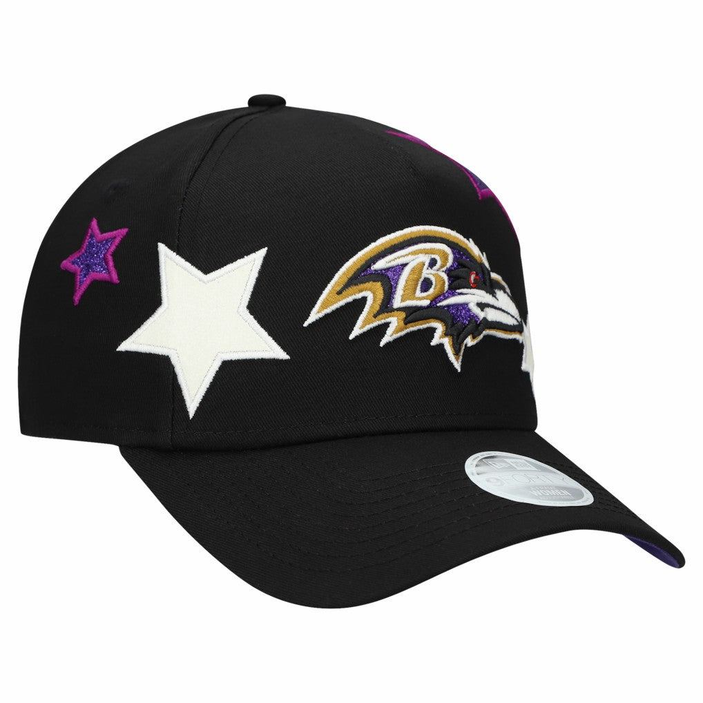 Baltimore Ravens New Era Women's Stardom A-Frame 9FORTY Adjustable Hat Black - NFL