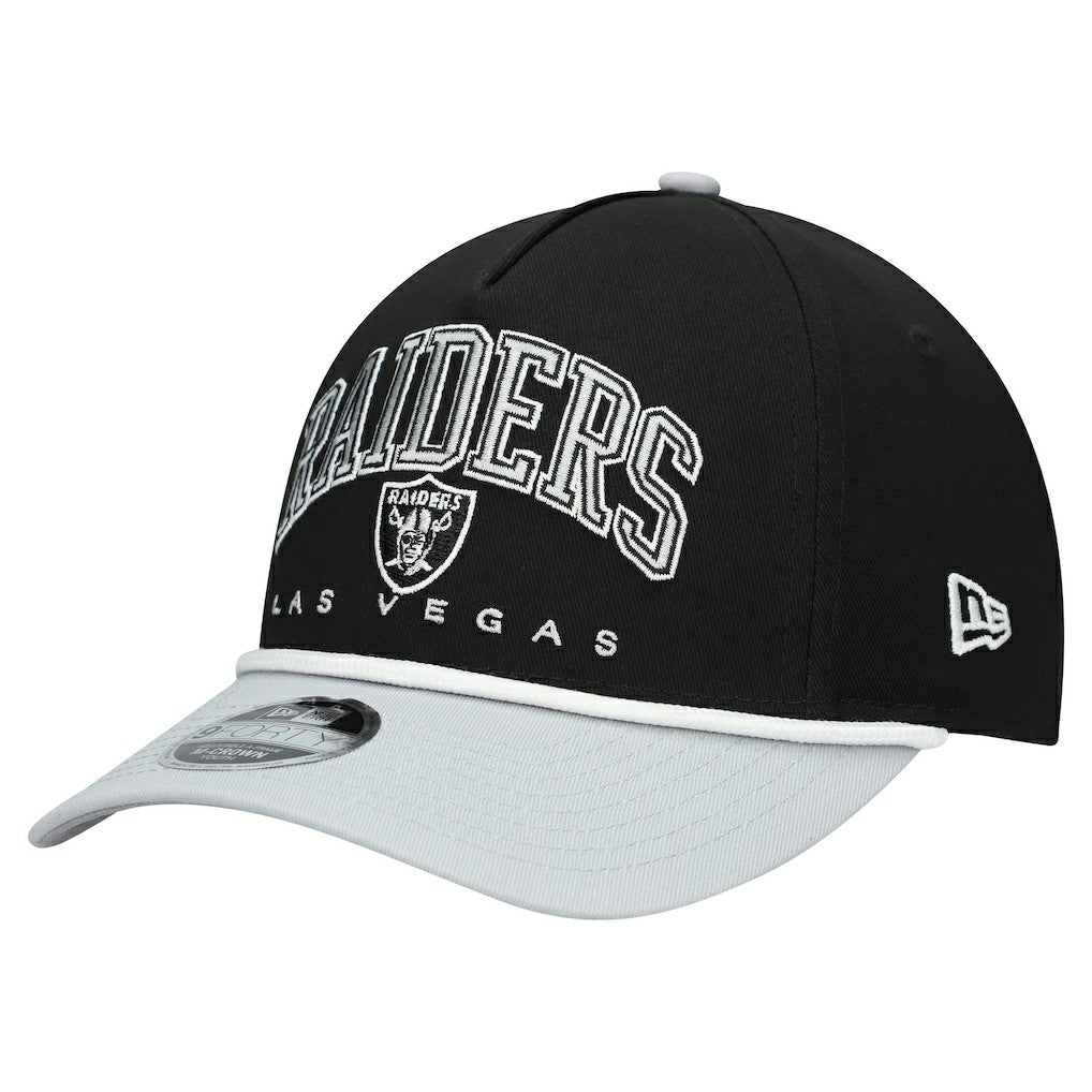 Las Vegas Raiders New Era Youth Arch COOLERA 9FORTY A-Frame Adjustable Hat Black/Silver - NFL
