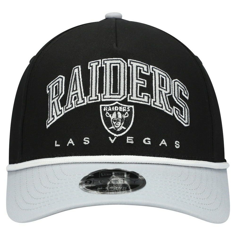 Las Vegas Raiders New Era Youth Arch COOLERA 9FORTY A-Frame Adjustable Hat Black/Silver - NFL