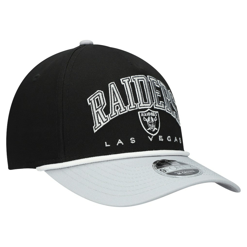 Las Vegas Raiders New Era Youth Arch COOLERA 9FORTY A-Frame Adjustable Hat Black/Silver - NFL