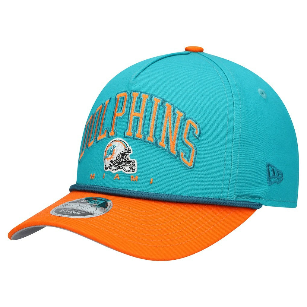 Miami Dolphins New Era Youth Arch COOLERA 9FORTY A-Frame Adjustable Hat Aqua/Orange - NFL