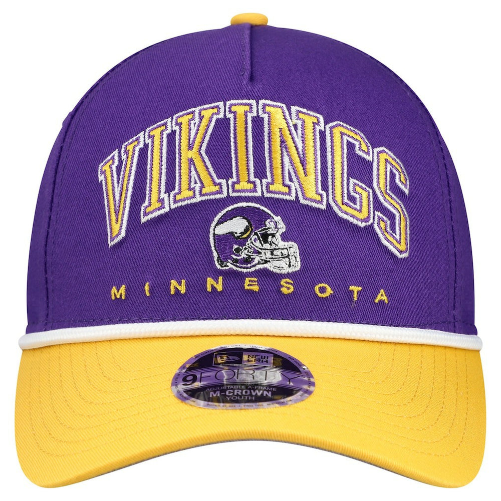 Minnesota Vikings New Era Youth Arch COOLERA 9FORTY A-Frame Adjustable Hat Purple/Gold - NFL