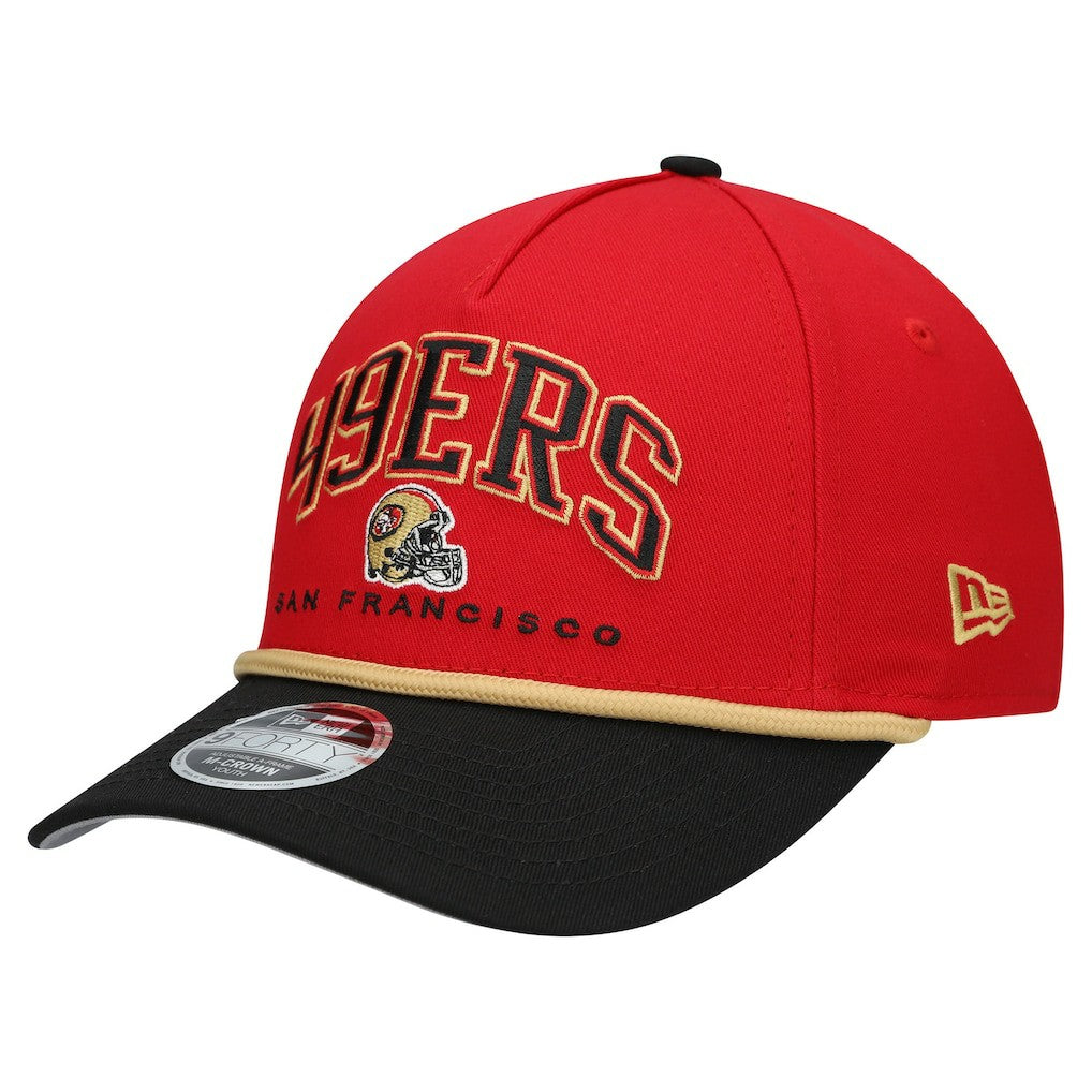 San Francisco 49ers New Era Youth Arch COOLERA 9FORTY A-Frame Adjustable Hat Scarlet/Black - NFL