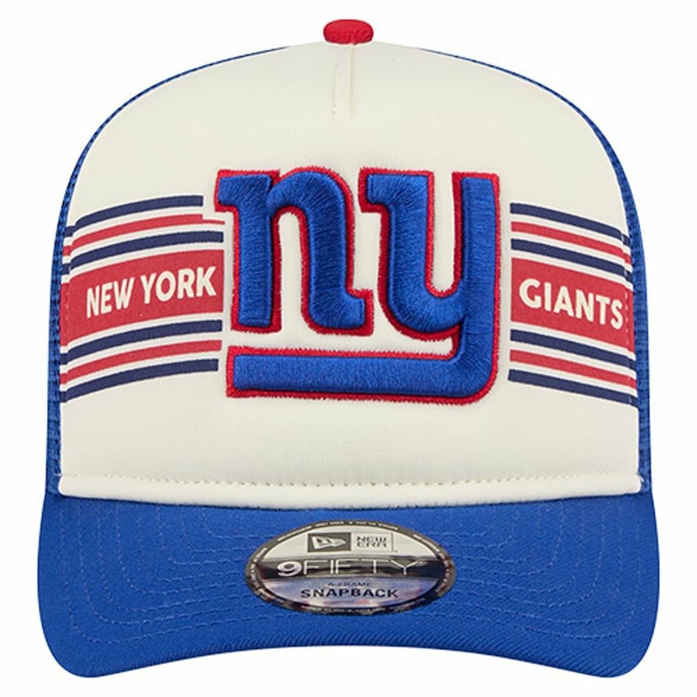 New York Giants New Era Youth Banner 9FIFTY A-Frame Adjustable Trucker Hat Cream/Royal - NFL