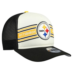 Pittsburgh Steelers New Era Youth Banner 9FIFTY A-Frame Adjustable Trucker Hat Cream/Black - NFL
