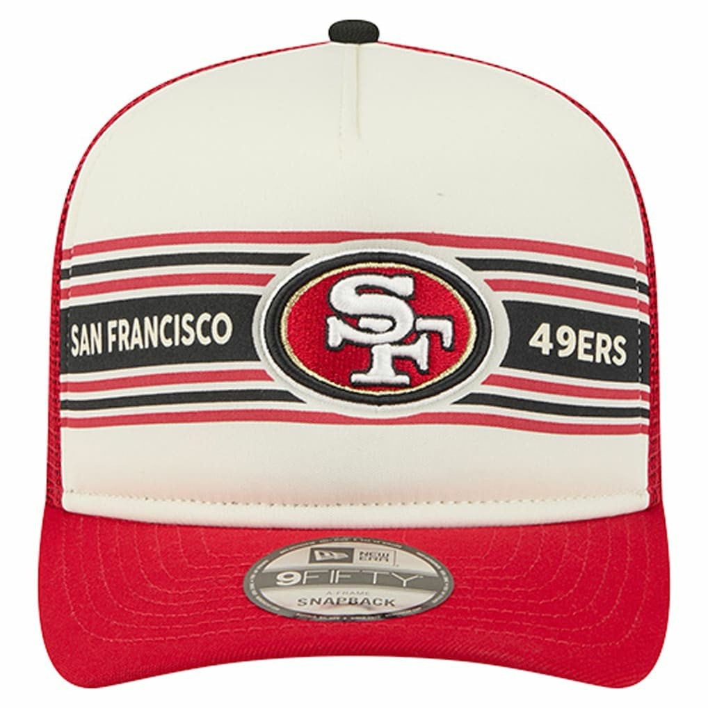 San Francisco 49ers New Era Youth Banner 9FIFTY A-Frame Adjustable Trucker Hat Cream/Scarlet - NFL