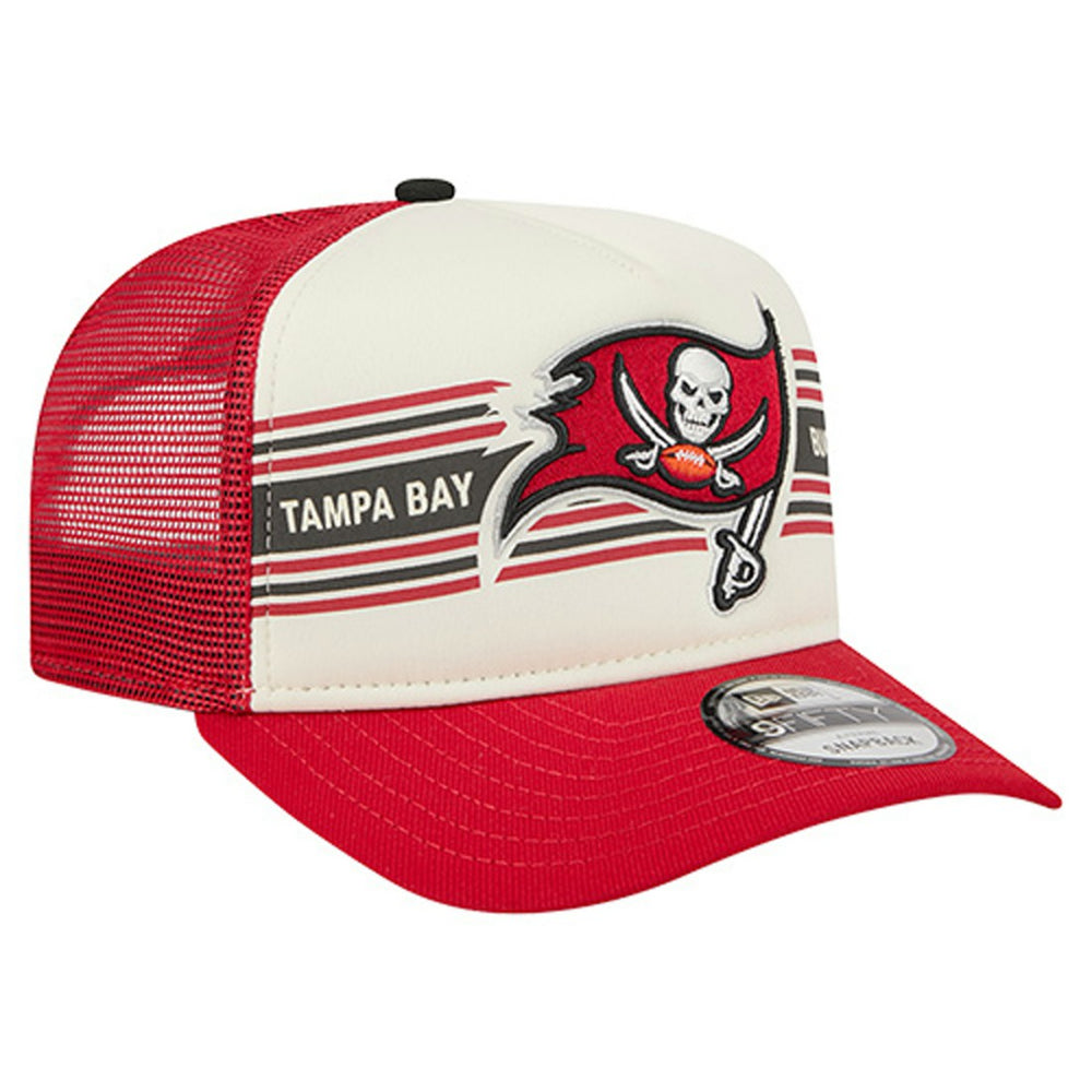 Tampa Bay Buccaneers New Era Youth Banner 9FIFTY A-Frame Adjustable Trucker Hat Cream/Red - NFL