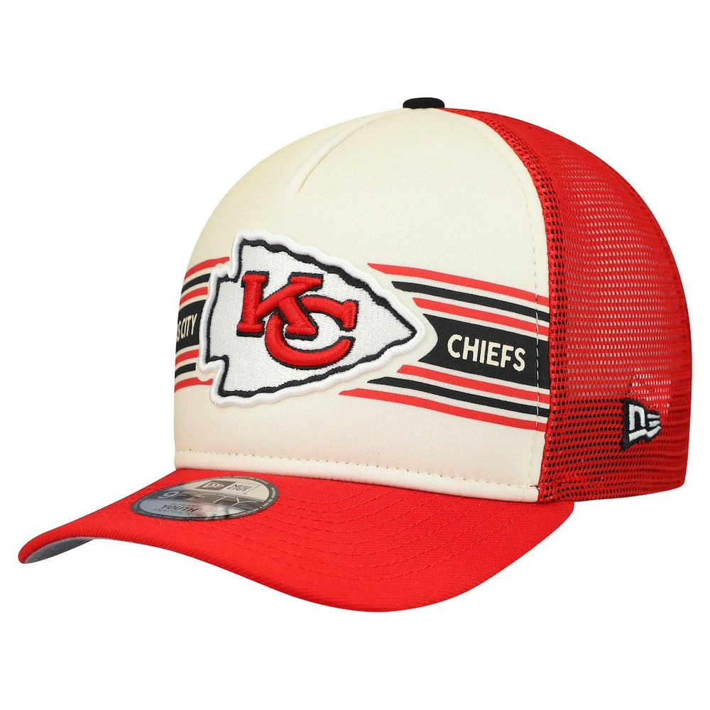 Kansas City Chiefs New Era Youth Banner 9FIFTY A-Frame Adjustable Trucker Hat Cream/Red - NFL