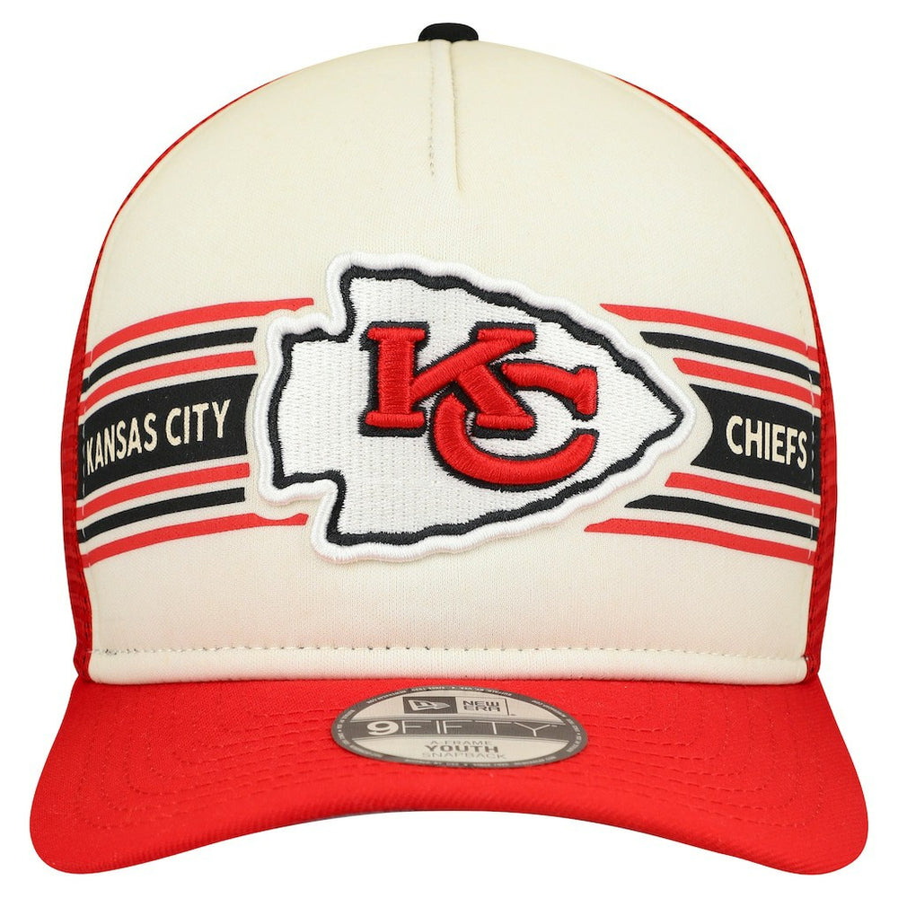 Kansas City Chiefs New Era Youth Banner 9FIFTY A-Frame Adjustable Trucker Hat Cream/Red - NFL