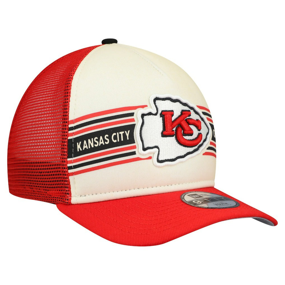 Kansas City Chiefs New Era Youth Banner 9FIFTY A-Frame Adjustable Trucker Hat Cream/Red - NFL