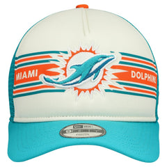 Miami Dolphins New Era Youth Banner 9FIFTY A-Frame Adjustable Trucker Hat Cream/Aqua - NFL