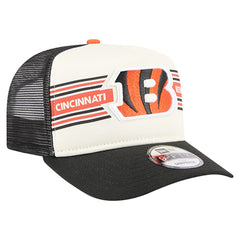 Cincinnati Bengals New Era Youth Banner 9FIFTY A-Frame Adjustable Trucker Hat Cream/Black - NFL