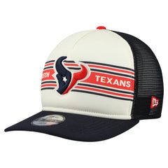 Houston Texans New Era Youth Banner 9FIFTY A-Frame Adjustable Trucker Hat Cream/Navy - NFL