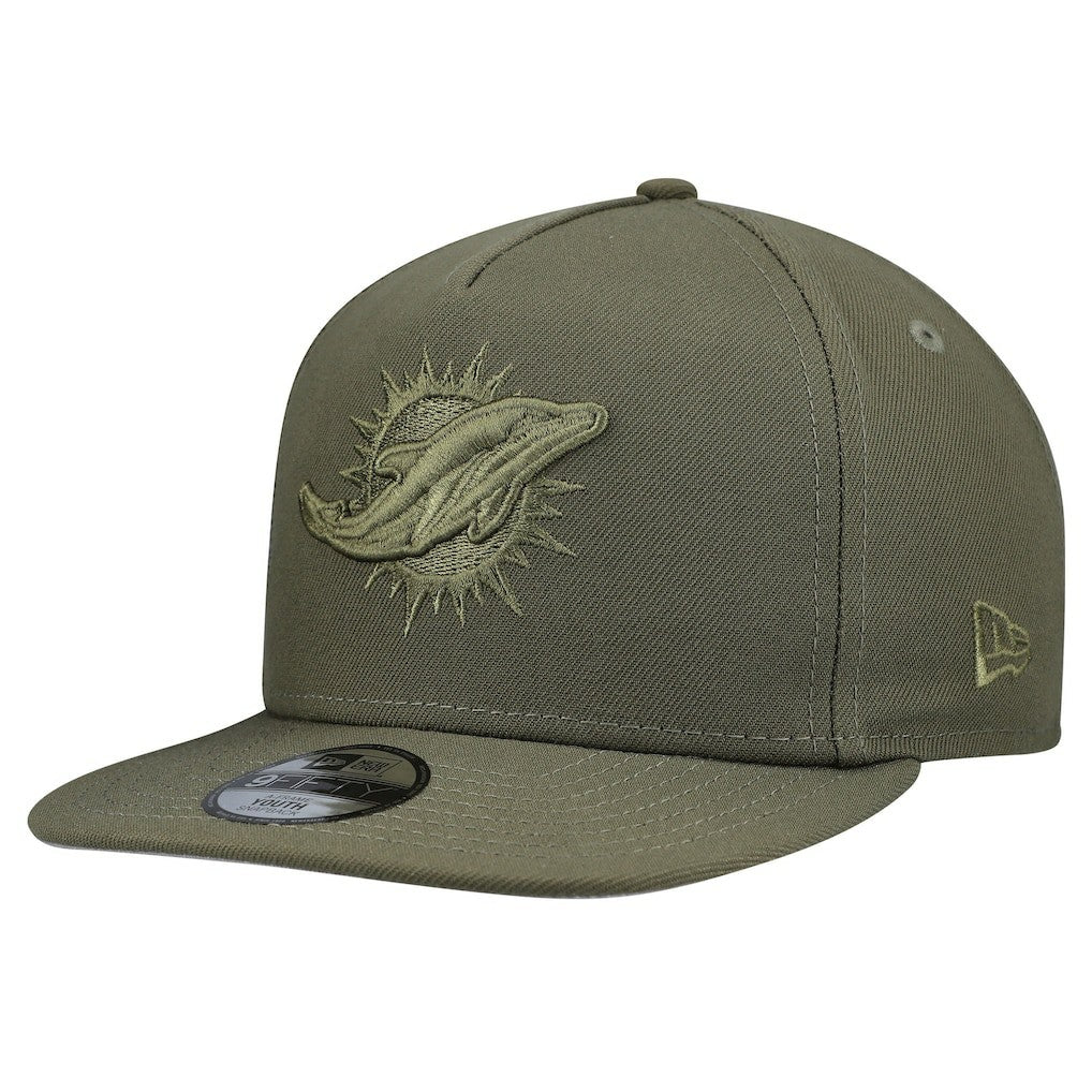 Miami Dolphins New Era Youth Color Pack A-Frame 9FIFTY Snapback Hat Olive - NFL