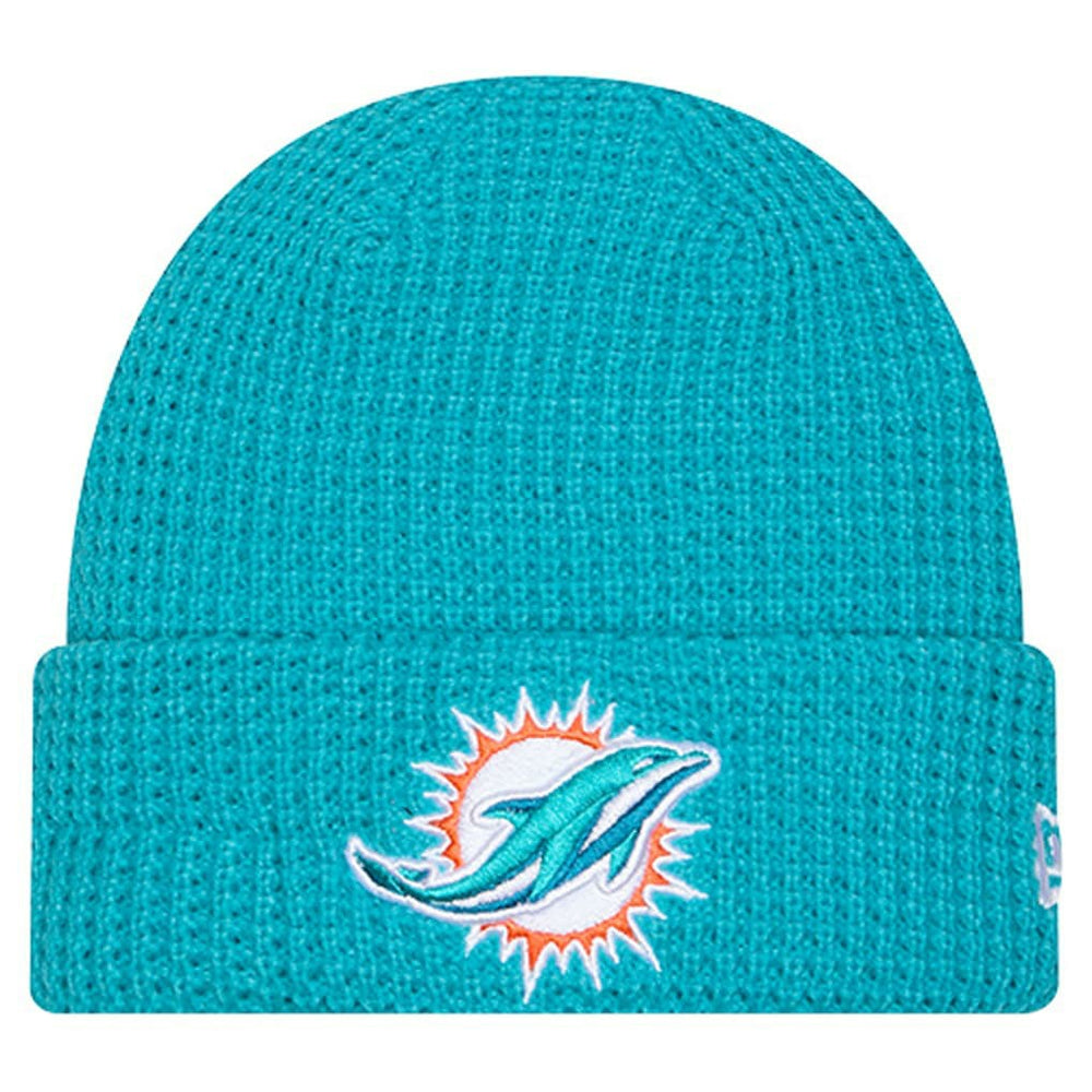 Miami Dolphins New Era Youth Waffle Cuffed Knit Hat Aqua - NFL