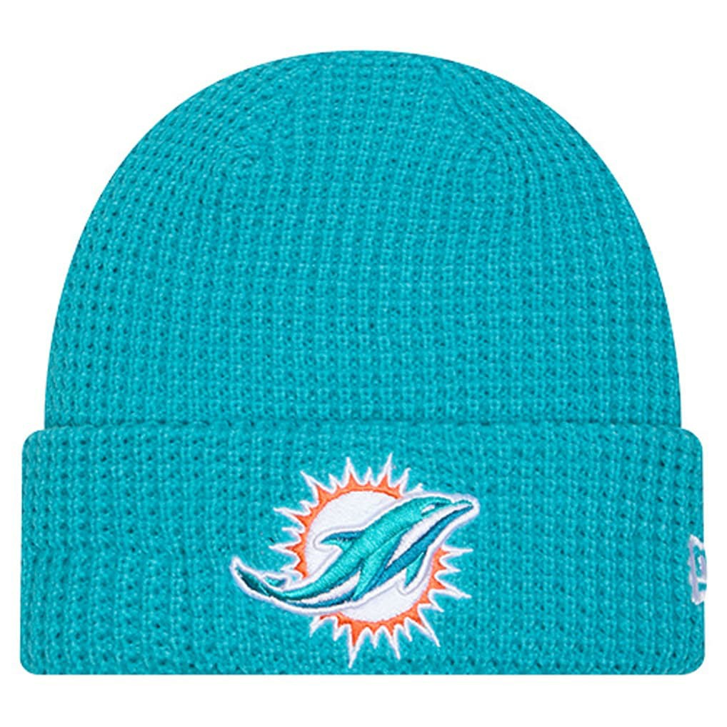 Miami Dolphins New Era Youth Waffle Cuffed Knit Hat Aqua - NFL