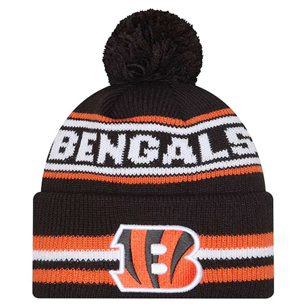 Cincinnati Bengals New Era Youth Classic Cuffed Knit Hat with Pom Black - NFL