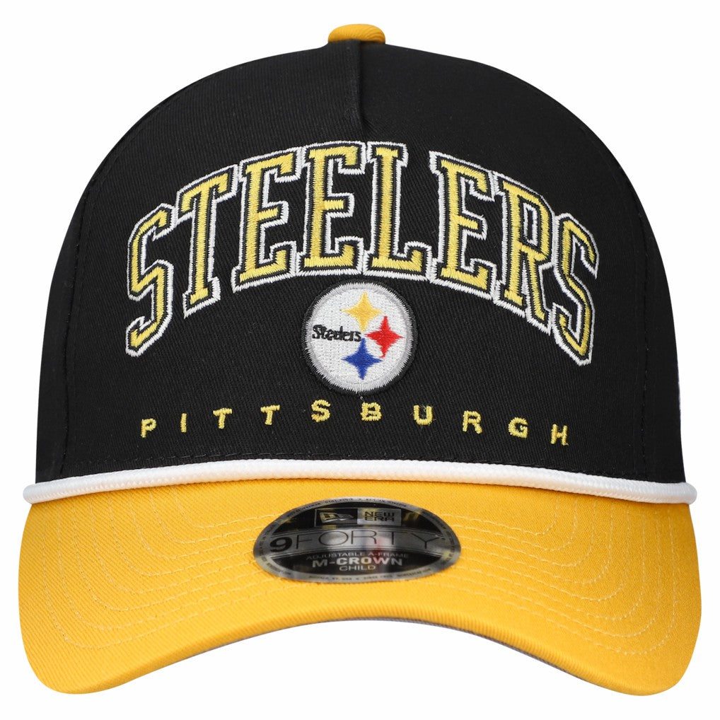 Pittsburgh Steelers New Era Preschool Arch COOLERA 9FORTY A-Frame M-Crown Adjustable Hat Black/Gold - NFL