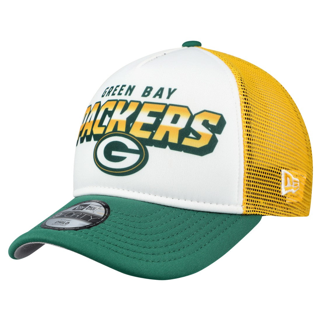 Green Bay Packers New Era Preschool 9FORTY A-Frame Adjustable Hat White - NFL