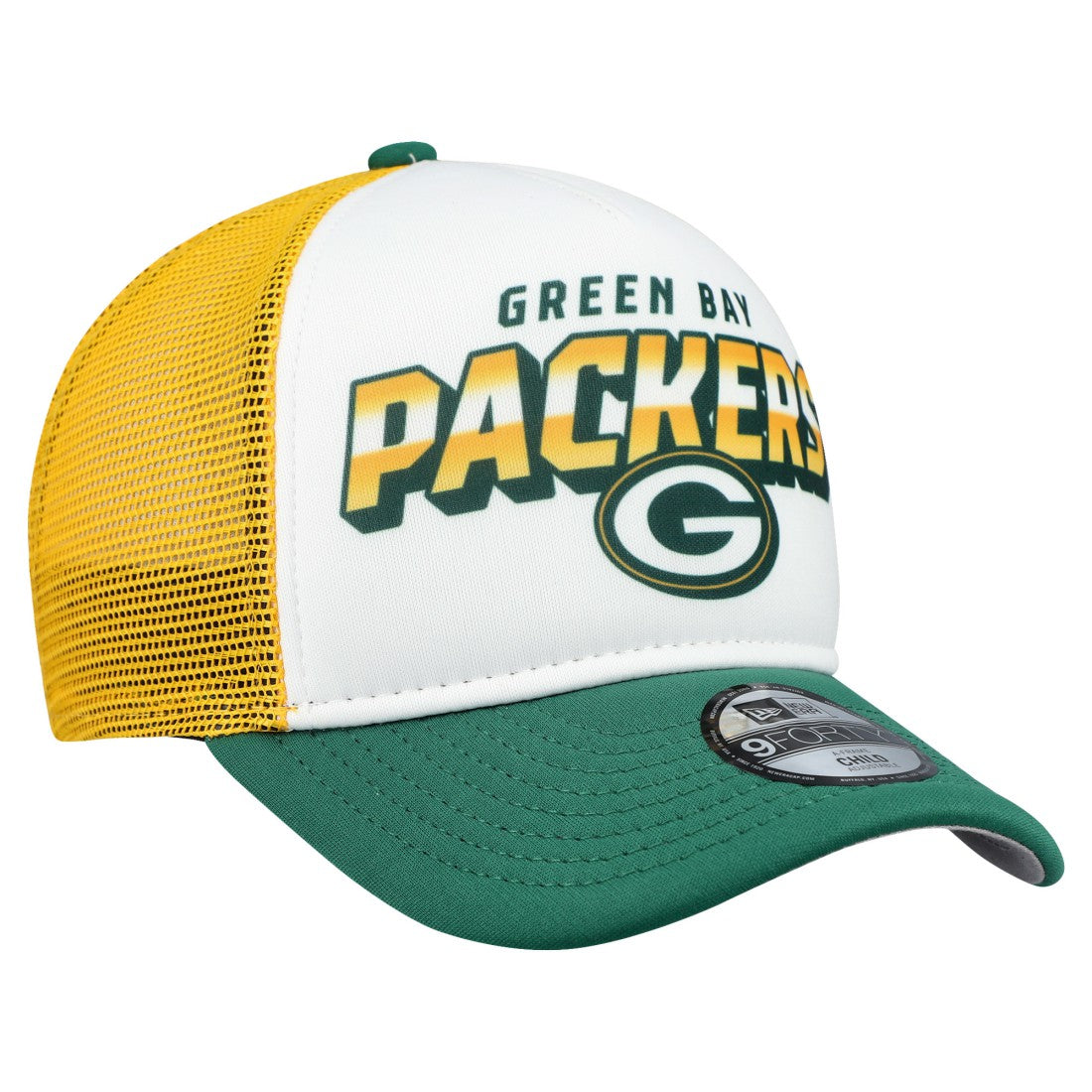 Green Bay Packers New Era Preschool 9FORTY A-Frame Adjustable Hat White - NFL