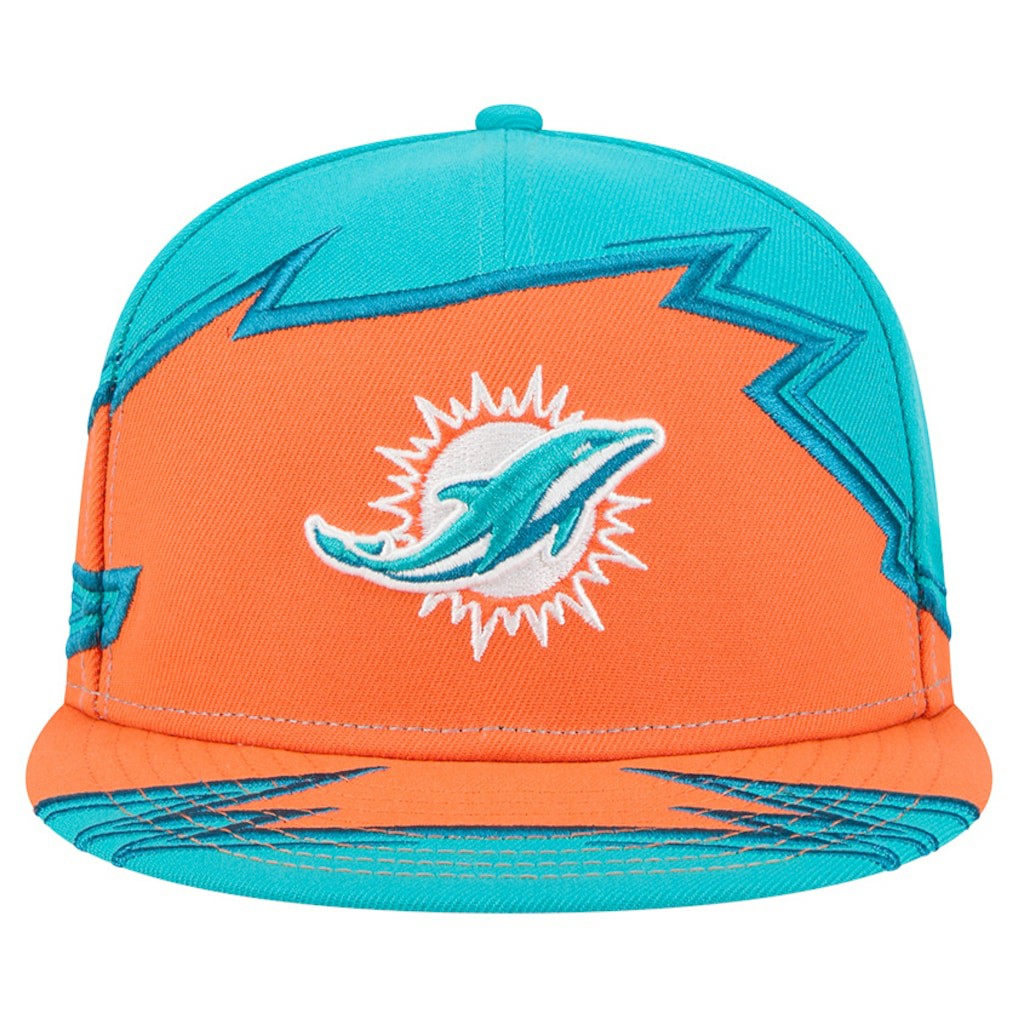 Miami Dolphins New Era Break 59FIFTY Fitted Hat Aqua/Orange - NFL