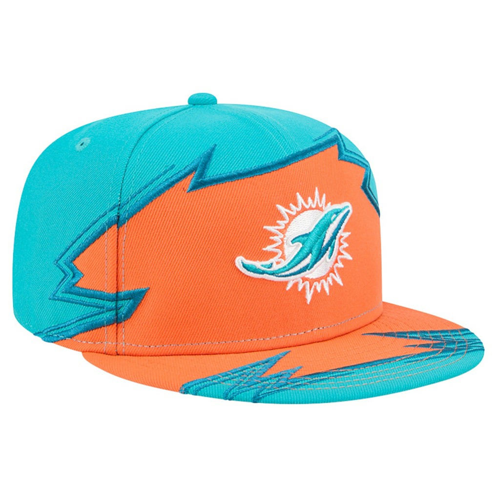 Miami Dolphins New Era Break 59FIFTY Fitted Hat Aqua/Orange - NFL