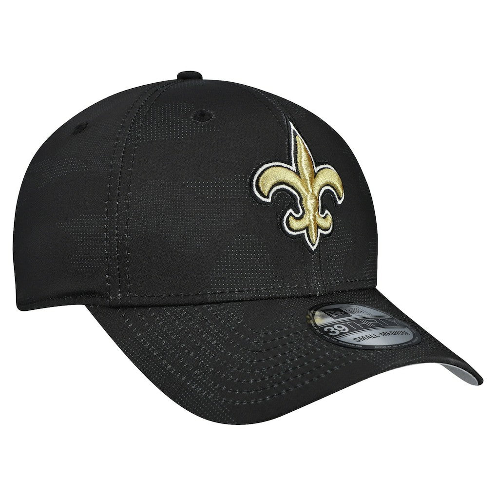 New Orleans Saints New Era Tonal Camo 39THIRTY Stretch Fit Hat Black - NFL