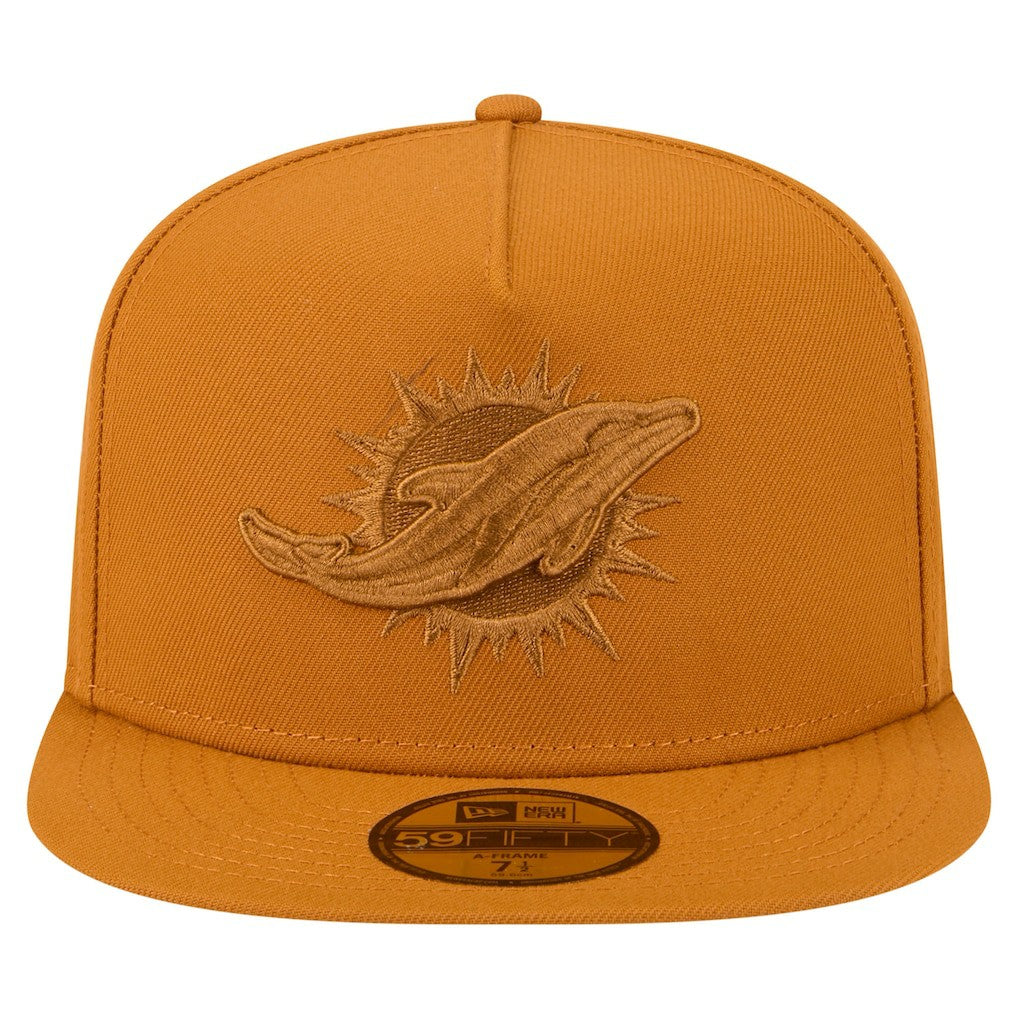 Miami Dolphins New Era Color Pack A-Frame 59FIFTY Fitted Hat Brown - NFL