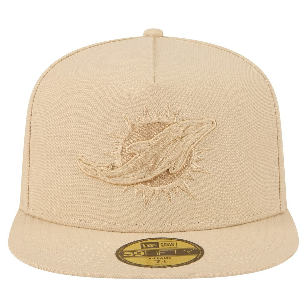 Miami Dolphins New Era Color Pack A-Frame 59FIFTY Fitted Hat Light Beige - NFL