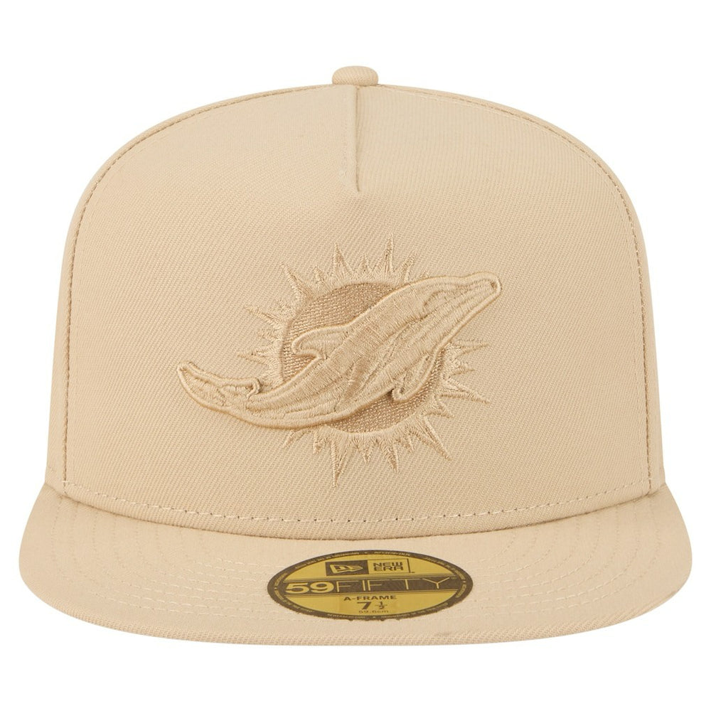 Miami Dolphins New Era Color Pack A-Frame 59FIFTY Fitted Hat Light Beige - NFL