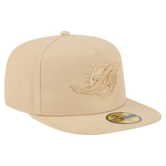 Miami Dolphins New Era Color Pack A-Frame 59FIFTY Fitted Hat Light Beige - NFL
