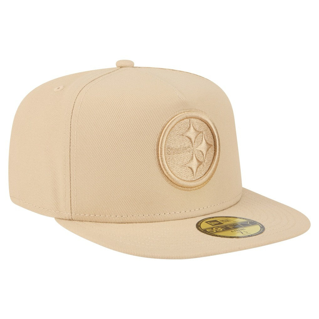 Pittsburgh Steelers New Era Color Pack A-Frame 59FIFTY Fitted Hat Beige - NFL