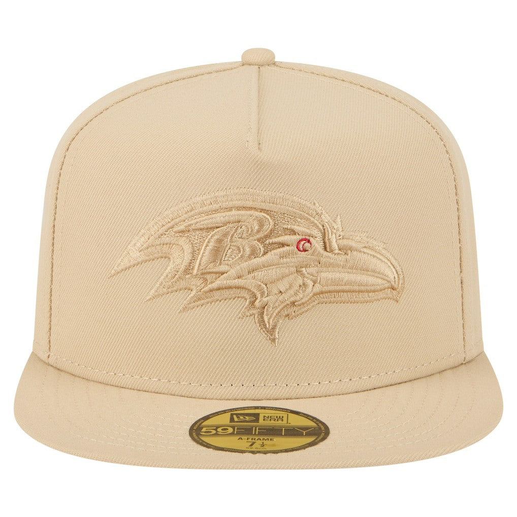Baltimore Ravens New Era Color Pack A-Frame 59FIFTY Fitted Hat Beige - NFL