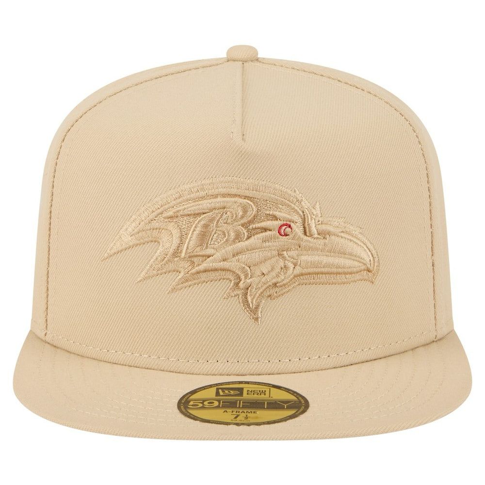 Baltimore Ravens New Era Color Pack A-Frame 59FIFTY Fitted Hat Beige - NFL