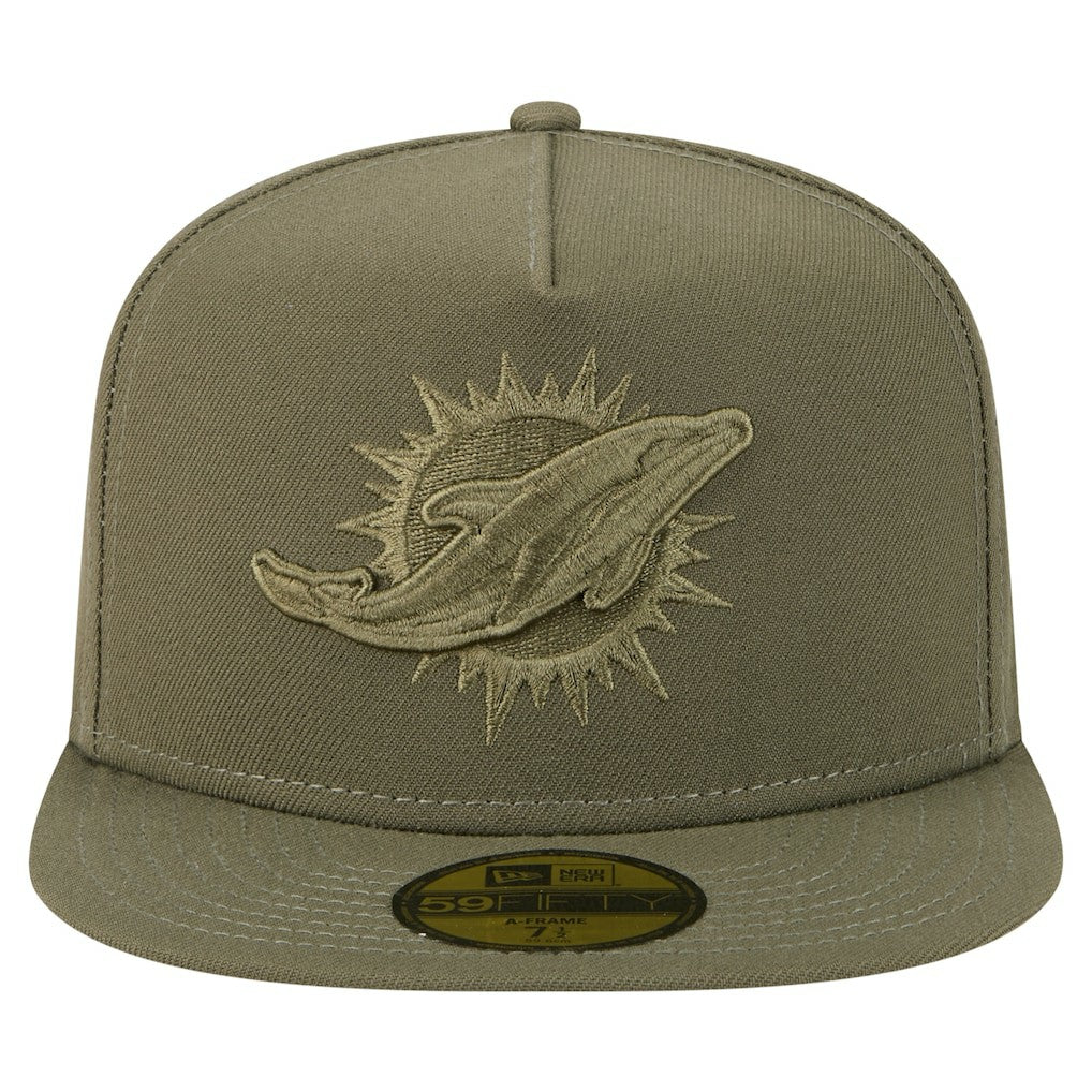 Miami Dolphins New Era Color Pack A-Frame 59FIFTY Fitted Hat Olive - NFL