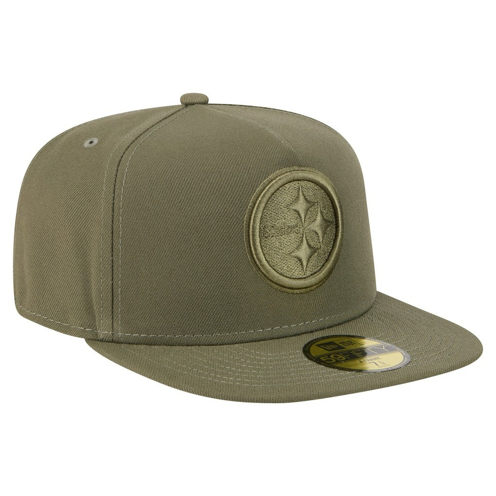 Pittsburgh Steelers New Era Color Pack A-Frame 59FIFTY Fitted Hat Olive - NFL