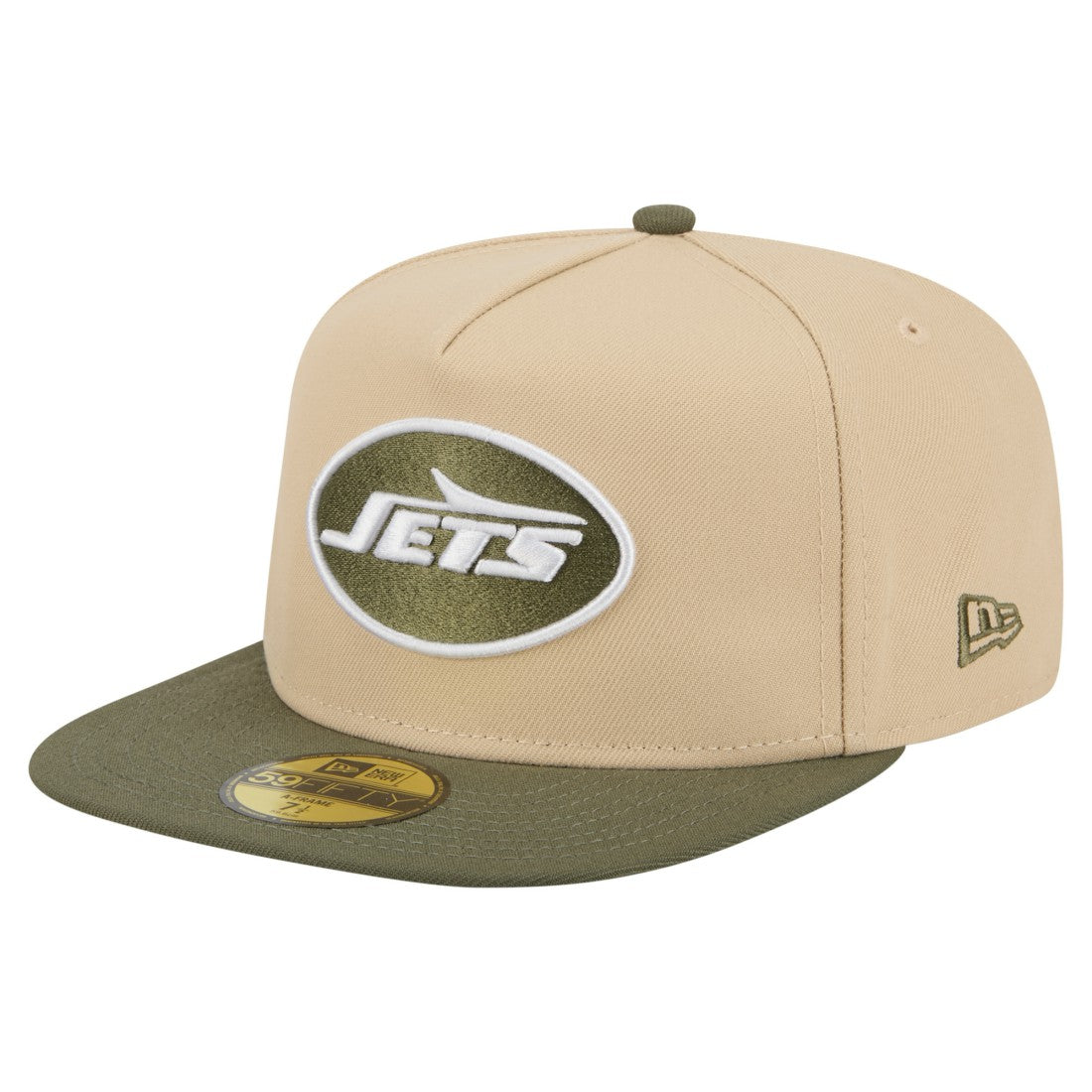 New York Jets New Era Color Pack A-Frame 59FIFTY Fitted Hat Light Beige/Olive - NFL