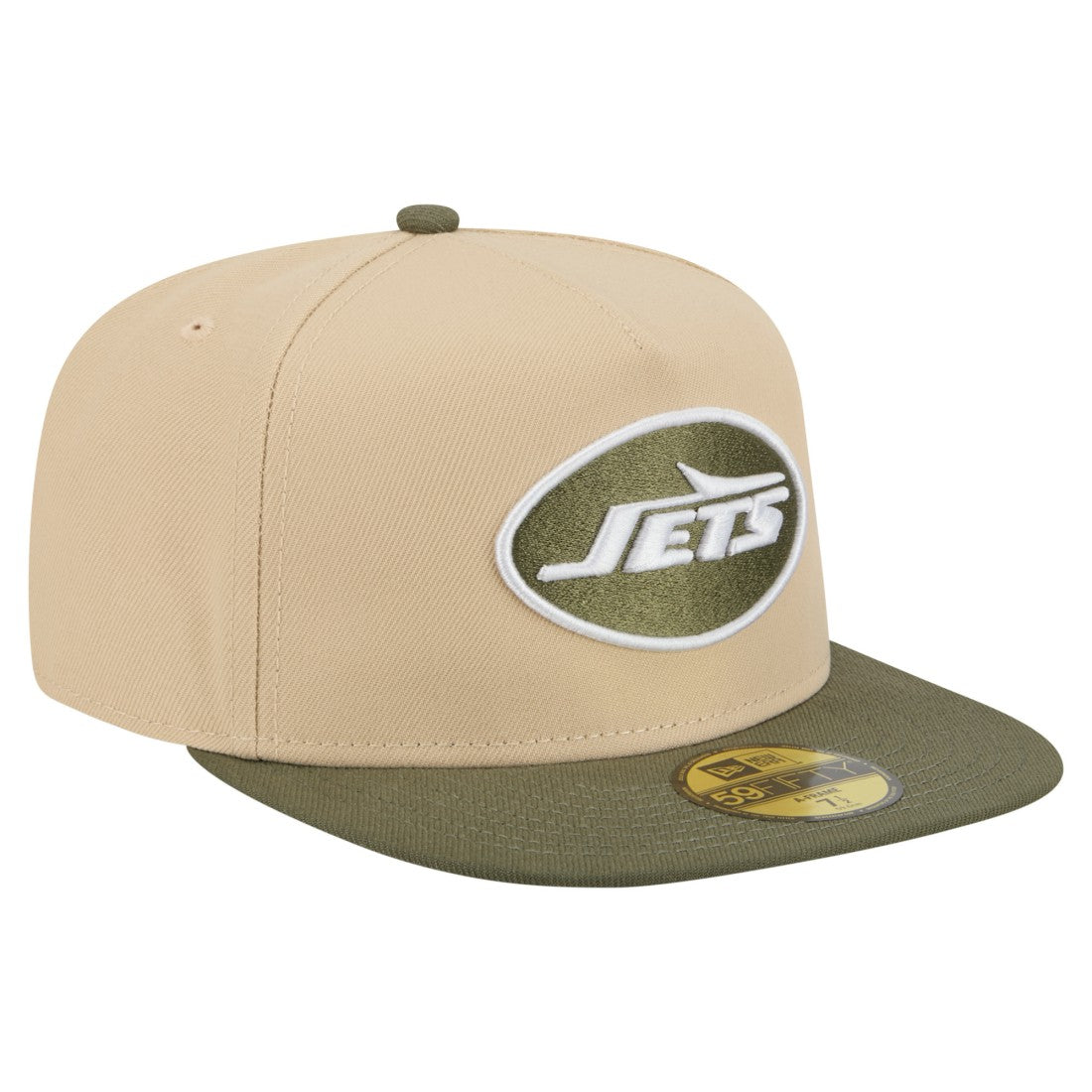 New York Jets New Era Color Pack A-Frame 59FIFTY Fitted Hat Light Beige/Olive - NFL